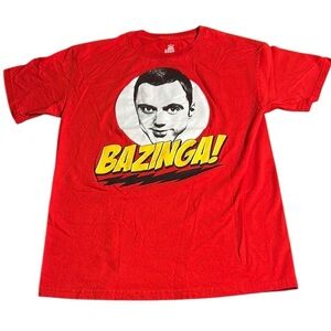 Official Big Bang Theory t shirt, red ,Sheldon ,BAZINGA!
Sz med, 100 cotton ,EC